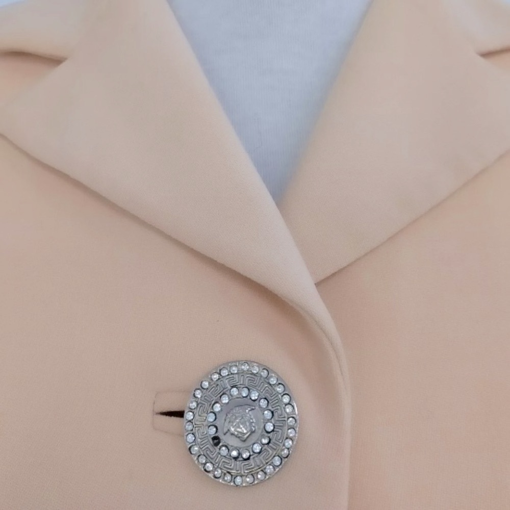 [Versace] Classic Vintage Yellow Blazer Embellished Buttons Women’s Sz 38 / US 2 - Picture 5 of 14